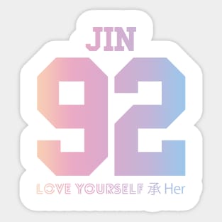 BTS (Bangtan Boys) LOVE YOURSELF 轉 'Her' Jin 92 Jersey Sticker